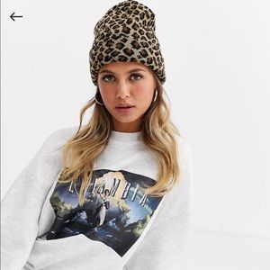 Animal print beanie